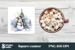 Christmas snowman square coaster sublimation PNG design