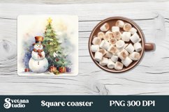 Christmas snowman square coaster sublimation design