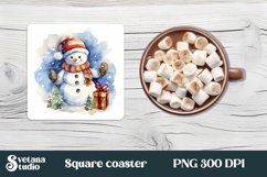 Christmas snowman square coaster sublimation design