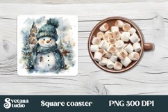 Christmas snowman square coaster sublimation | Coaster PNG