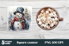 Christmas snowman square coaster sublimation design