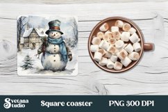 Christmas funny snowman square coaster sublimation design