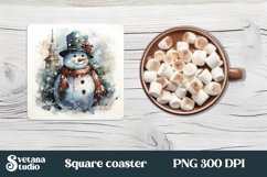 Christmas funny snowman square coaster PNG