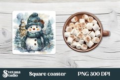 Christmas funny snowman square coaster PNG design
