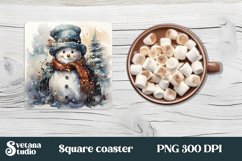 Christmas funny snowman square coaster | Coaster PNG design