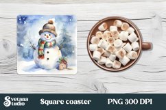 Christmas funny snowman square coaster PNG Product Image 1