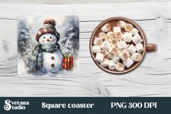 Christmas funny snowman square coaster PNG design