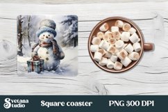 Christmas funny snowman square coaster sublimation