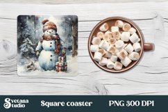 Christmas funny snowman square coaster sublimation