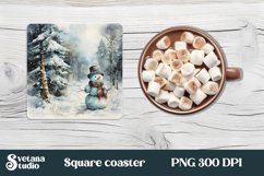 Christmas funny snowman square coaster sublimation design