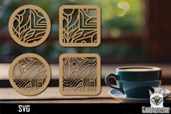 Lasercut Coasters Abstract geometric, Coffee coaster svg Product Image 1