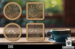Lasercut Coasters Abstract geometric, Coffee coaster svg Product Image 1