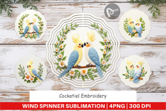 Wind Spinner Cockatiel Embroidery Product Image 1