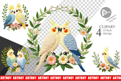 Cockatiel Embroidery Clipart Product Image 1