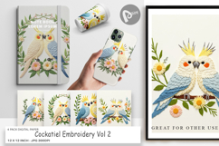 Digital Paper Cockatiel Embroidery Product Image 1