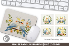 Mouse Pad Cockatiel Embroidery Product Image 1