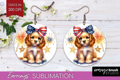 Cocker Spaniel Dog Round Earrings Patriotic Dog PNG Product Image 1