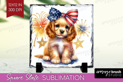 Cocker Spaniel Dog Slate PNG Patriotic Dog Square Slate Product Image 1
