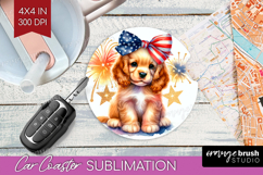 Cocker Spaniel Dog Car Coaster Patriotic Dog Coaster PNG Product Image 1