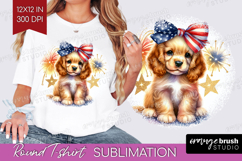 Cocker Spaniel Dog Round Tshirt Background Patriotic Dog PNG Product Image 1