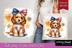 Cocker Spaniel Dog Tote Bag Patriotic Dog Tote Bag PNG Product Image 1