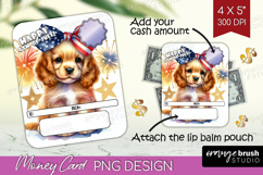 Cocker Spaniel Dog Money Card PNG 4th of July Money Card Product Image 1