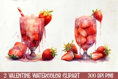 Cocktail Glass Valentine Clipart, Valentines PNG Product Image 1