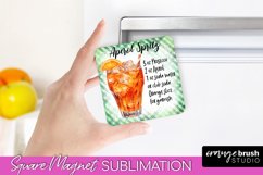 Cocktail Recipe Square Magnet PNG Fridge Magnet Sublimation