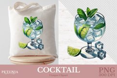 Cocktail watercolor clipart being used as a sublimation tote bag
