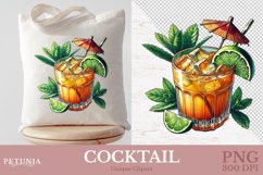 Cocktail watercolor clipart being used as a sublimation tote bag