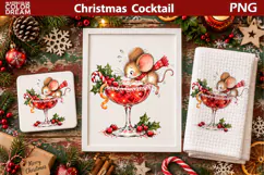 Christmas Mouse Clipart | Festive Cocktail Sublimation Product Image 2