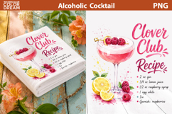 Clover Club Cocktail Clipart | Raspberry Gin Pink Recipe Product Image 1