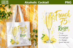 French 75 Cocktail PNG | Lemon Drink Sublimation Art Product Image 1