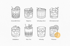 Cocktail svg Bundle, Cocktail Clipart, Line Art Product Image 3