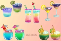 Cocktail Watercolors| 10 PNG watercolor cocktail clipart Product Image 2
