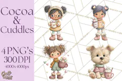 Cozy Cocoa Clipart PNG, Valentine Cuddle Time Clip Art Product Image 1
