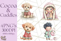 Cozy Cocoa Clipart PNG, Valentine Cuddle Time Clip Art Product Image 1