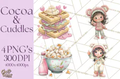 Cozy Cocoa Clipart PNG, Valentine Cuddle Time Clip Art Product Image 1