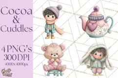 Cozy Cocoa Clipart PNG, Valentine Cuddle Time Clip Art Product Image 1
