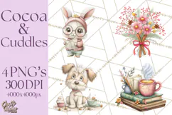 Cozy Cocoa Clipart PNG, Valentine Cuddle Time Clip Art Product Image 1
