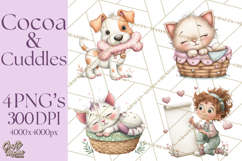 Cozy Cocoa Clipart PNG, Valentine Cuddle Time Clip Art Product Image 1