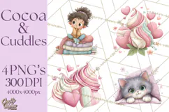 Cozy Cocoa Clipart PNG, Valentine Cuddle Time Clip Art Product Image 1