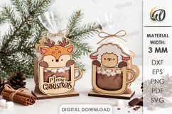 Animal Cocoa Cup Gift Holders Laser Cut. Cocoa Holder SVG Product Image 1