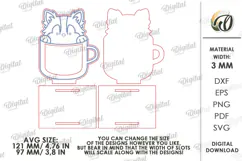 Animal Cocoa Cup Gift Holders Laser Cut. Cocoa Holder SVG Product Image 2
