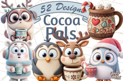 Wooden Hot Cocoa Clipart, Christmas Winter Clip Art PNG Product Image 1