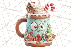Wooden Hot Cocoa Clipart, Christmas Winter Clip Art PNG Product Image 5