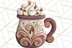 Wooden Hot Cocoa Clipart, Christmas Winter Clip Art PNG Product Image 2