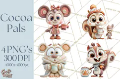 Wooden Hot Cocoa Clipart, Christmas Winter Clip Art PNG Product Image 1
