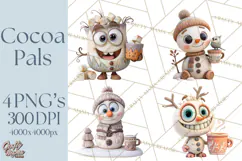 Wooden Hot Cocoa Clipart, Christmas Winter Clip Art PNG Product Image 1