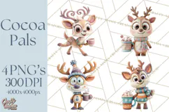 Wooden Hot Cocoa Clipart, Christmas Winter Clip Art PNG Product Image 1